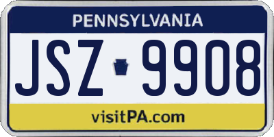 PA license plate JSZ9908