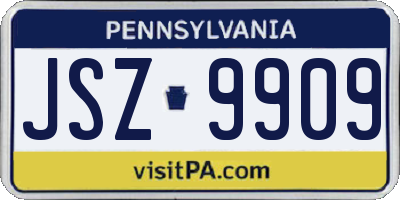 PA license plate JSZ9909