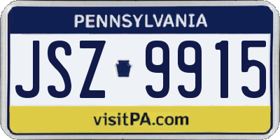 PA license plate JSZ9915