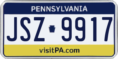 PA license plate JSZ9917