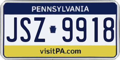 PA license plate JSZ9918