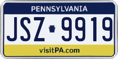 PA license plate JSZ9919