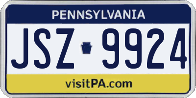 PA license plate JSZ9924