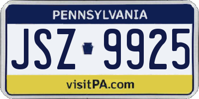 PA license plate JSZ9925