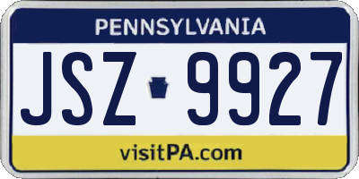 PA license plate JSZ9927