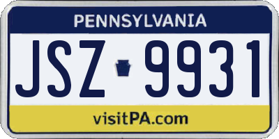 PA license plate JSZ9931