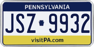 PA license plate JSZ9932