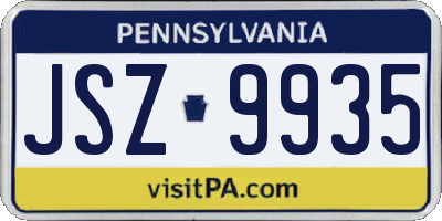 PA license plate JSZ9935