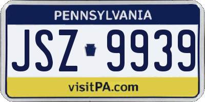 PA license plate JSZ9939