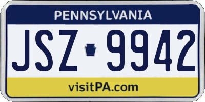 PA license plate JSZ9942