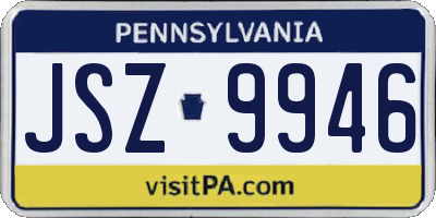 PA license plate JSZ9946