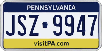 PA license plate JSZ9947