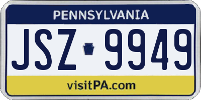 PA license plate JSZ9949