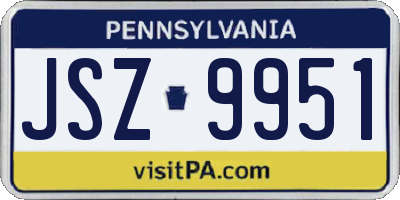 PA license plate JSZ9951