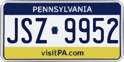PA license plate JSZ9952