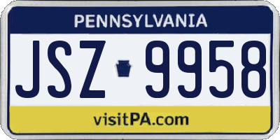 PA license plate JSZ9958