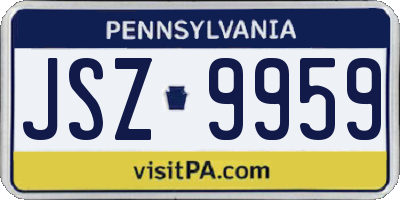 PA license plate JSZ9959