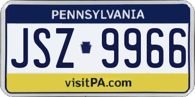 PA license plate JSZ9966