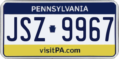 PA license plate JSZ9967