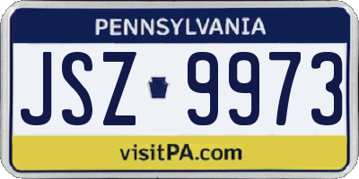 PA license plate JSZ9973