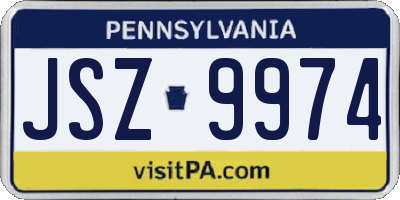 PA license plate JSZ9974
