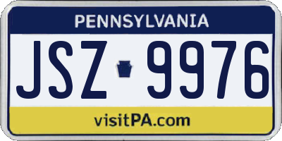 PA license plate JSZ9976