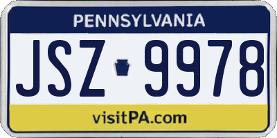 PA license plate JSZ9978