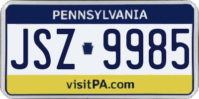 PA license plate JSZ9985