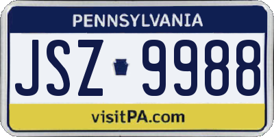 PA license plate JSZ9988