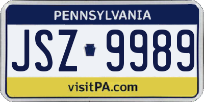 PA license plate JSZ9989