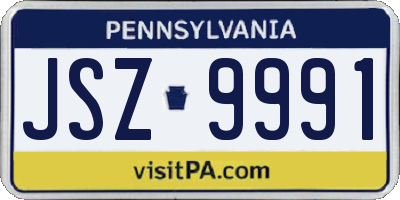PA license plate JSZ9991