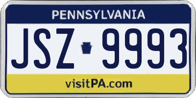 PA license plate JSZ9993