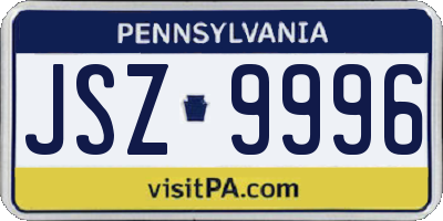 PA license plate JSZ9996