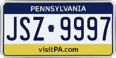 PA license plate JSZ9997