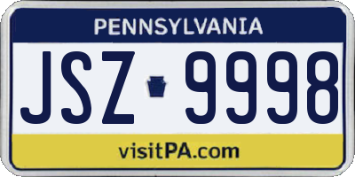 PA license plate JSZ9998