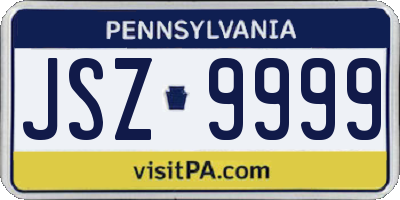 PA license plate JSZ9999