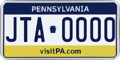 PA license plate JTA0000