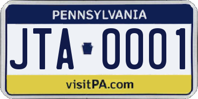 PA license plate JTA0001