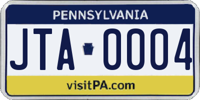 PA license plate JTA0004