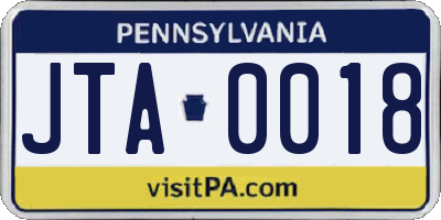 PA license plate JTA0018