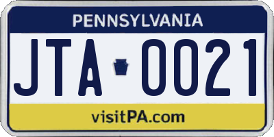 PA license plate JTA0021