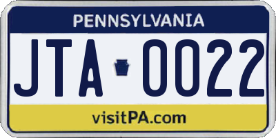 PA license plate JTA0022
