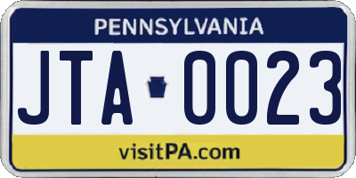PA license plate JTA0023