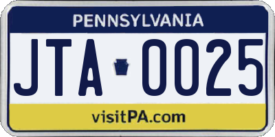 PA license plate JTA0025