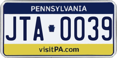 PA license plate JTA0039