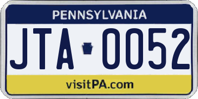 PA license plate JTA0052