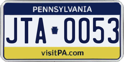 PA license plate JTA0053