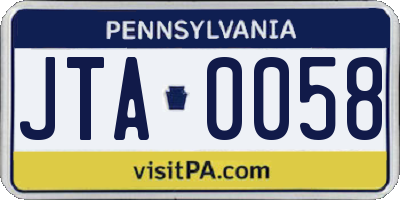 PA license plate JTA0058