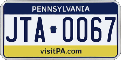 PA license plate JTA0067