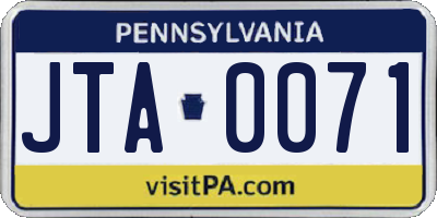 PA license plate JTA0071